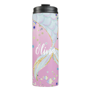 Whimsical Glitter Mermaid Beachy Under the Sea  Thermal Tumbler