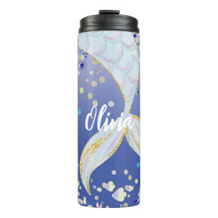 Whimsical Glitter Mermaid Beachy Under the Sea Thermal Tumbler