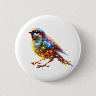 Whimsical Glowing Sparrow 6 Cm Round Badge