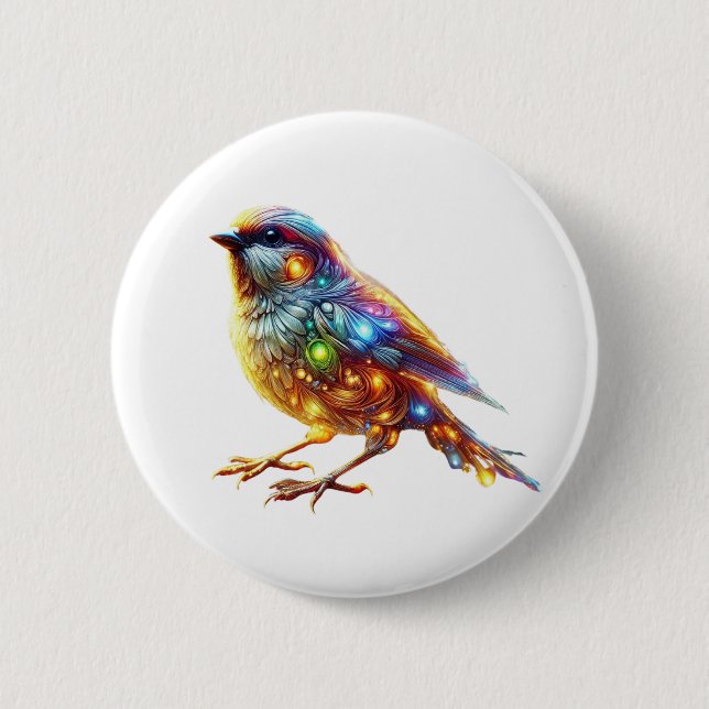 Whimsical Glowing Sparrow 6 Cm Round Badge (Front)