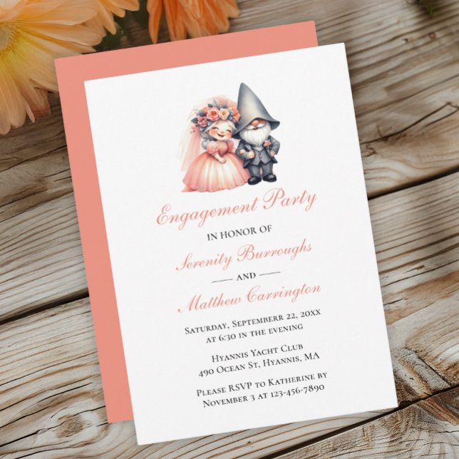 Whimsical Gnome Engagement Party Rustic Garden Invitation (Creator Uploaded)