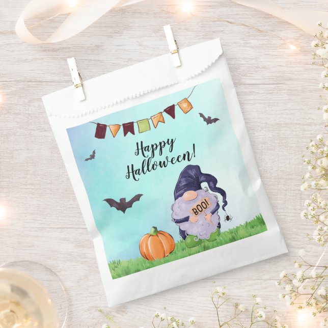 Whimsical Gnome Happy Halloween Favour Bag (Clipped)