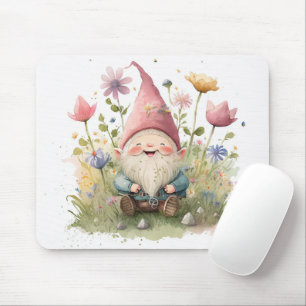 Whimsical Gnome In Garden Mouse Pad