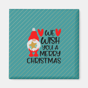 Whimsical Gnome - Merry Christmas Hearts Magnet