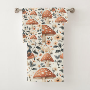 Whimsical Gnome & Mushroom Enchanting Woodland Bath Towel Set