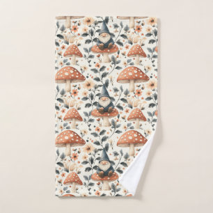 Whimsical Gnome & Mushroom Enchanting Woodland Hand Towel
