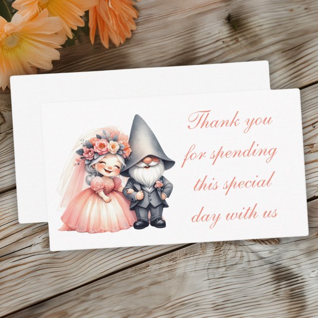 Whimsical Gnome Orange Garden Wedding Place Card (Creator Uploaded)