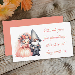 Whimsical Gnome Orange Garden Wedding Place Card