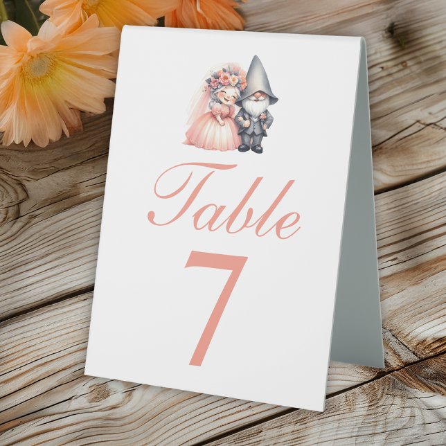 Whimsical Gnome Orange Wedding Table Number  (Creator Uploaded)