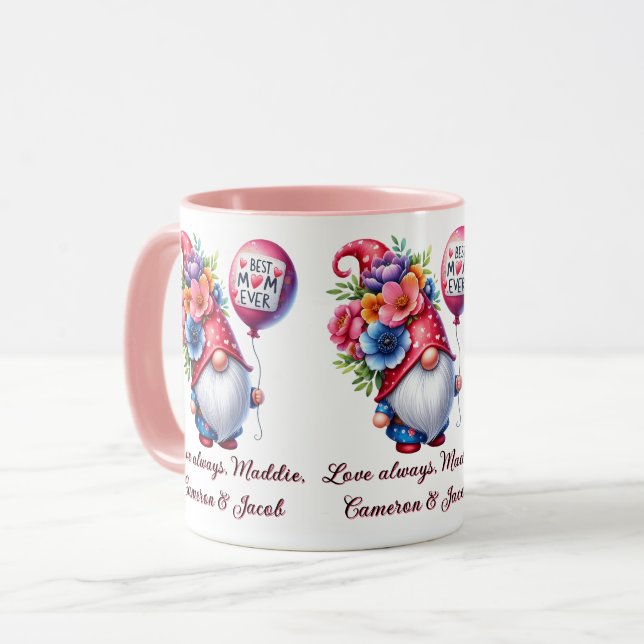 Whimsical Gnome-tastic Best Mum Ever Mug (Front Left)