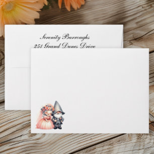 Whimsical Gnome Wedding Envelope Garden Woodland 