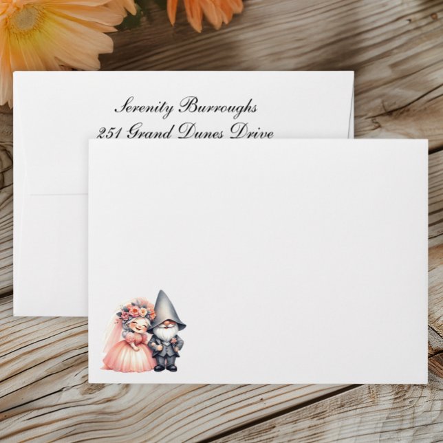 Whimsical Gnome Wedding Envelope Garden Woodland  (Creator Uploaded)