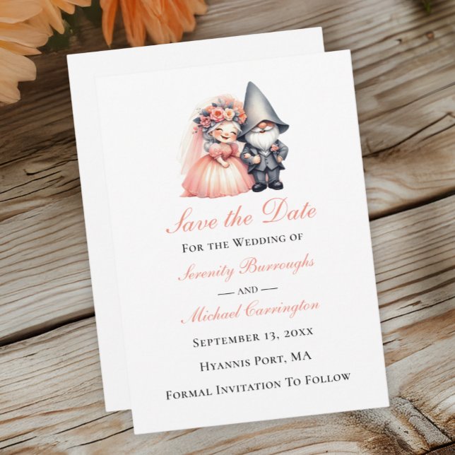 Whimsical Gnome Woodland Garden Wedding Save Date Announcement (Creator Uploaded)