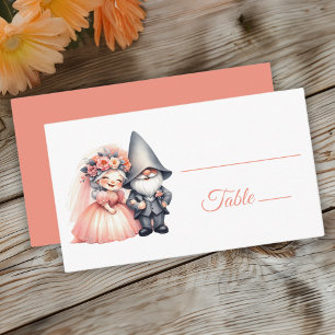 Whimsical Gnome Woodland Orange Wedding Escort Place Card