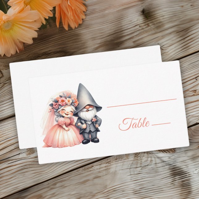Whimsical Gnome Woodland Orange Wedding Escort  Place Card (Creator Uploaded)