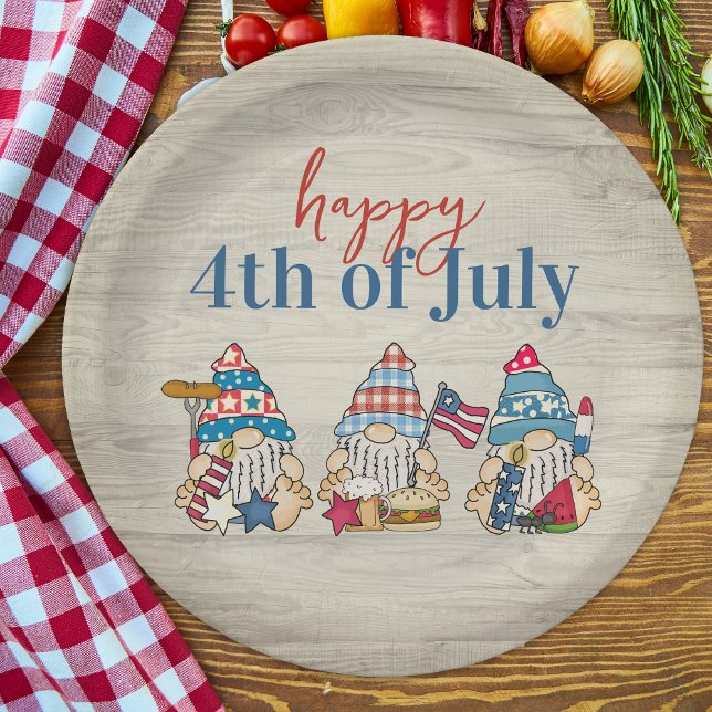 Whimsical Gnomes BBQ Farmhouse 4th Of July Party  Paper Plate (Creator Uploaded)