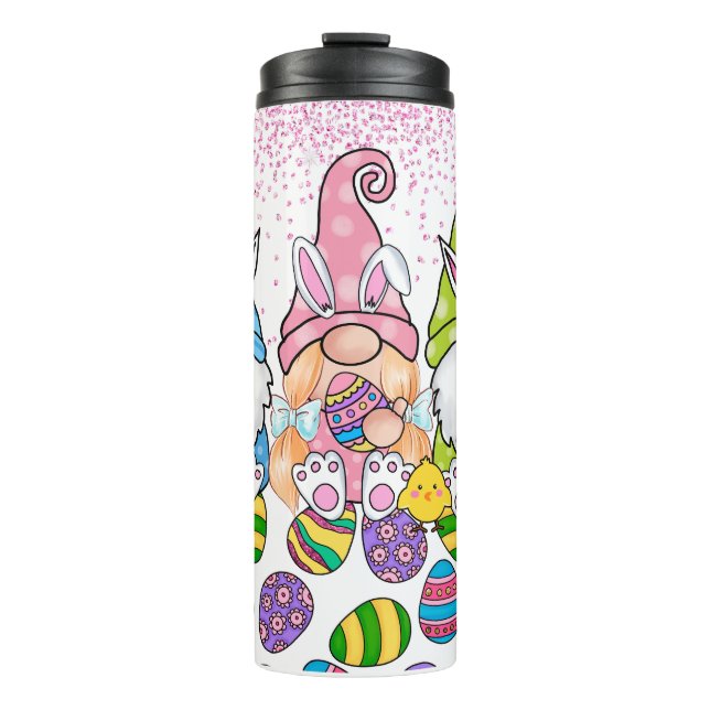 Whimsical Gnomes Celebrating Easter  Thermal Tumbler (Front)