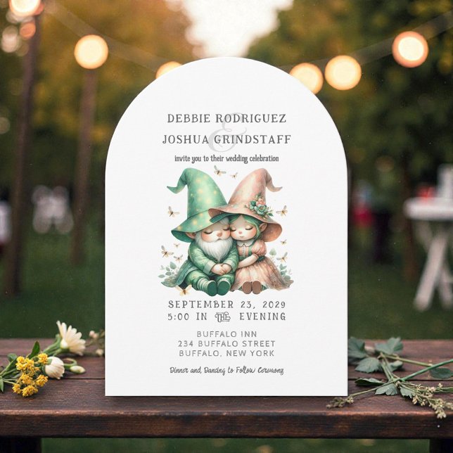 Whimsical Gnomes Fun Wedding Invitation  (Creator Uploaded)