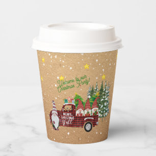 Whimsical Gnomes in Red Truck Christmas Party   Paper Cups