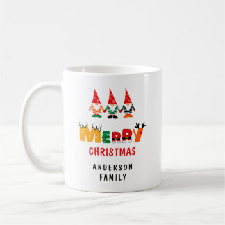 Whimsical Gnomes Playful Fonts & Name Christmas Coffee Mug