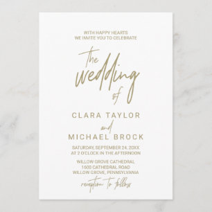Whimsical Gold Calligraphy The Wedding Of Invitation