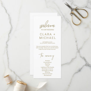 Whimsical Gold Calligraphy Wedding Program