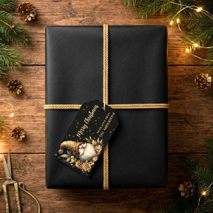 Whimsical Gold Christmas Gnome Gift Tags