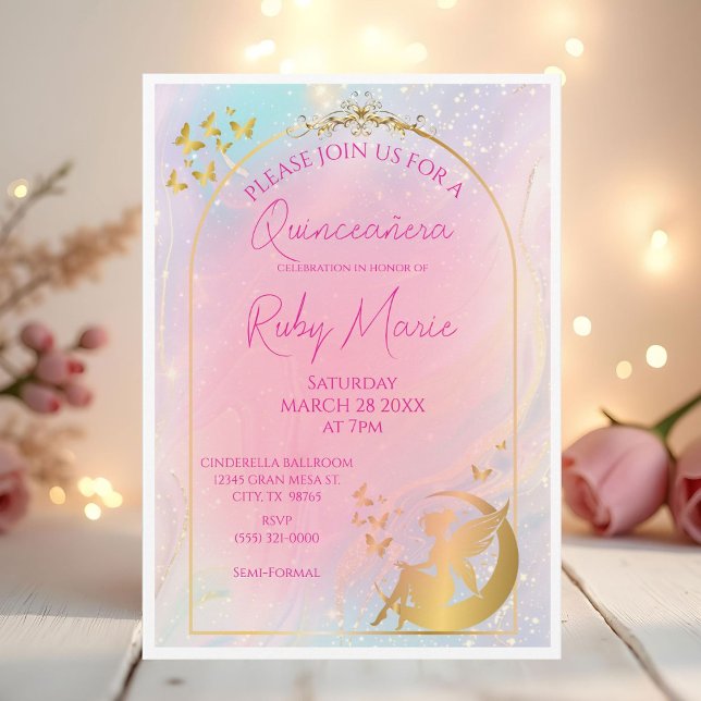 Whimsical Gold Fairy Pixie Invitation (Creator Uploaded)