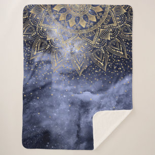 whimsical gold mandala confetti design sherpa blanket
