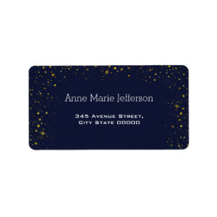 Whimsical Gold Starry Night Baby Shower Label