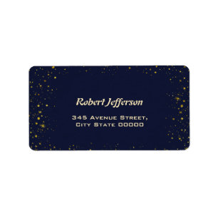 Whimsical Gold Starry Night Baptism Label