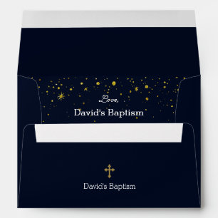 Whimsical Gold Starry Night Boy Baptism Envelope