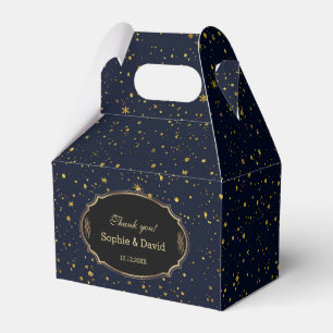 Whimsical Gold Starry Night Navy Blue Wedding Favour Box