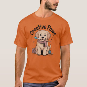 Whimsical Golden Retriever Crafting with Yarn Dog T-Shirt