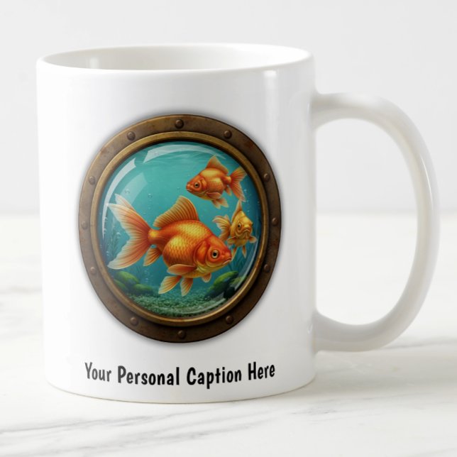 Whimsical Goldfish Inside a Porthole  Coffee Mug (Creator Uploaded)