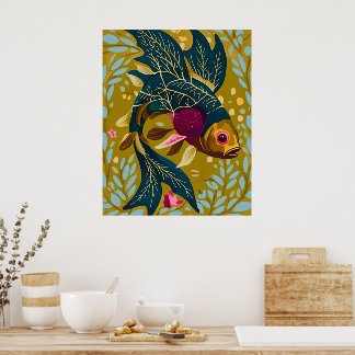 Whimsical Goldfish Poster – Nature-Inspired Art