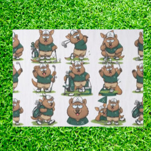 whimsical golfer wombat tissue paper