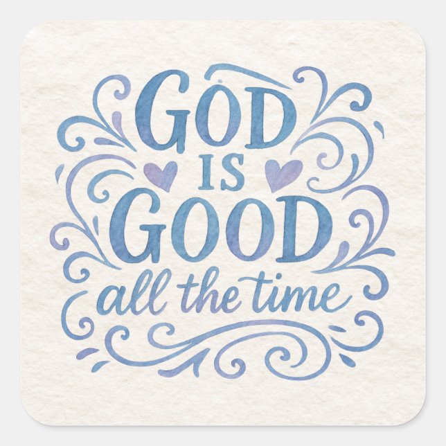 Whimsical Good is Good Typography Square Sticker (Front)
