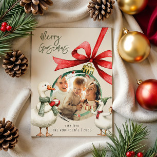 Whimsical Goose Christmas Holiday Card