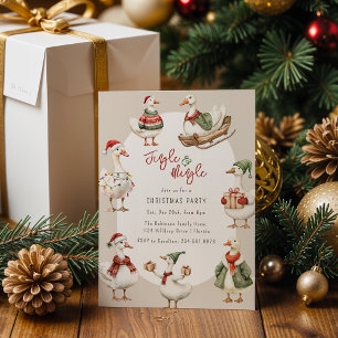 Whimsical Goose Christmas Party Invitation