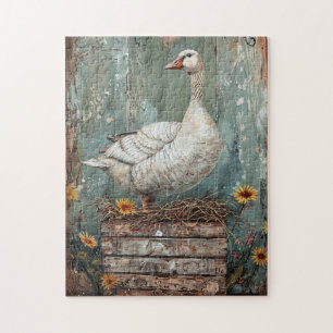 Whimsical Goose on a Nest Jigsaw Puzzle
