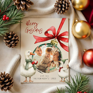 Whimsical Goose Photo Christmas Holiday Card