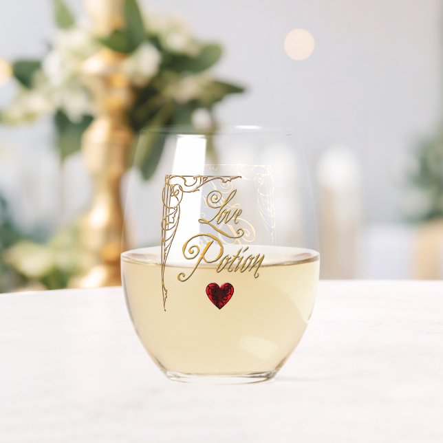 Whimsical Goth Love Potion  Stemless Wine Glass (Insitu (Wedding))