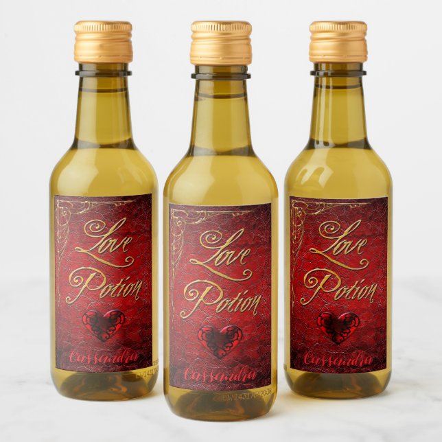 Whimsical Goth Love Potion Wine Label (Bottles)