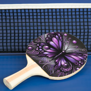 Whimsical Gothic Butterfly Purple Black Colourful Ping Pong Paddle