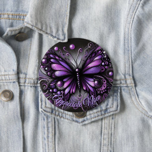 Whimsical Gothic Butterfly Purple Personalised 10 Cm Round Badge