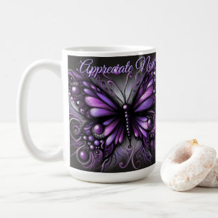 Whimsical Gothic Butterfly Purple Personalised Coffee Mug