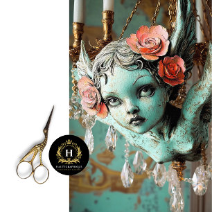 Whimsical Gothic Gargoyle Fairy Floral Decoupage Tissue Paper