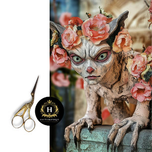 Whimsical Gothic Gargoyle Floral Crown Decoupage  Tissue Paper
