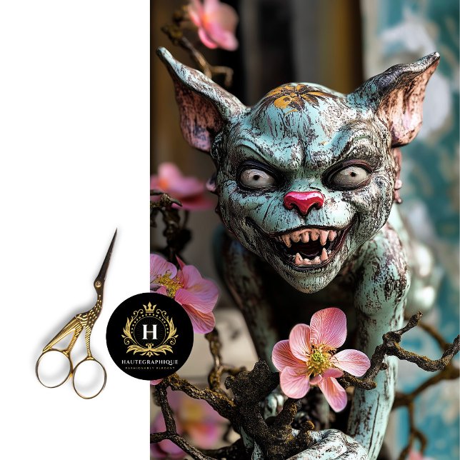 Whimsical Gothic Gargoyle with Blossoms Decoupage  Tissue Paper (Creator Uploaded)